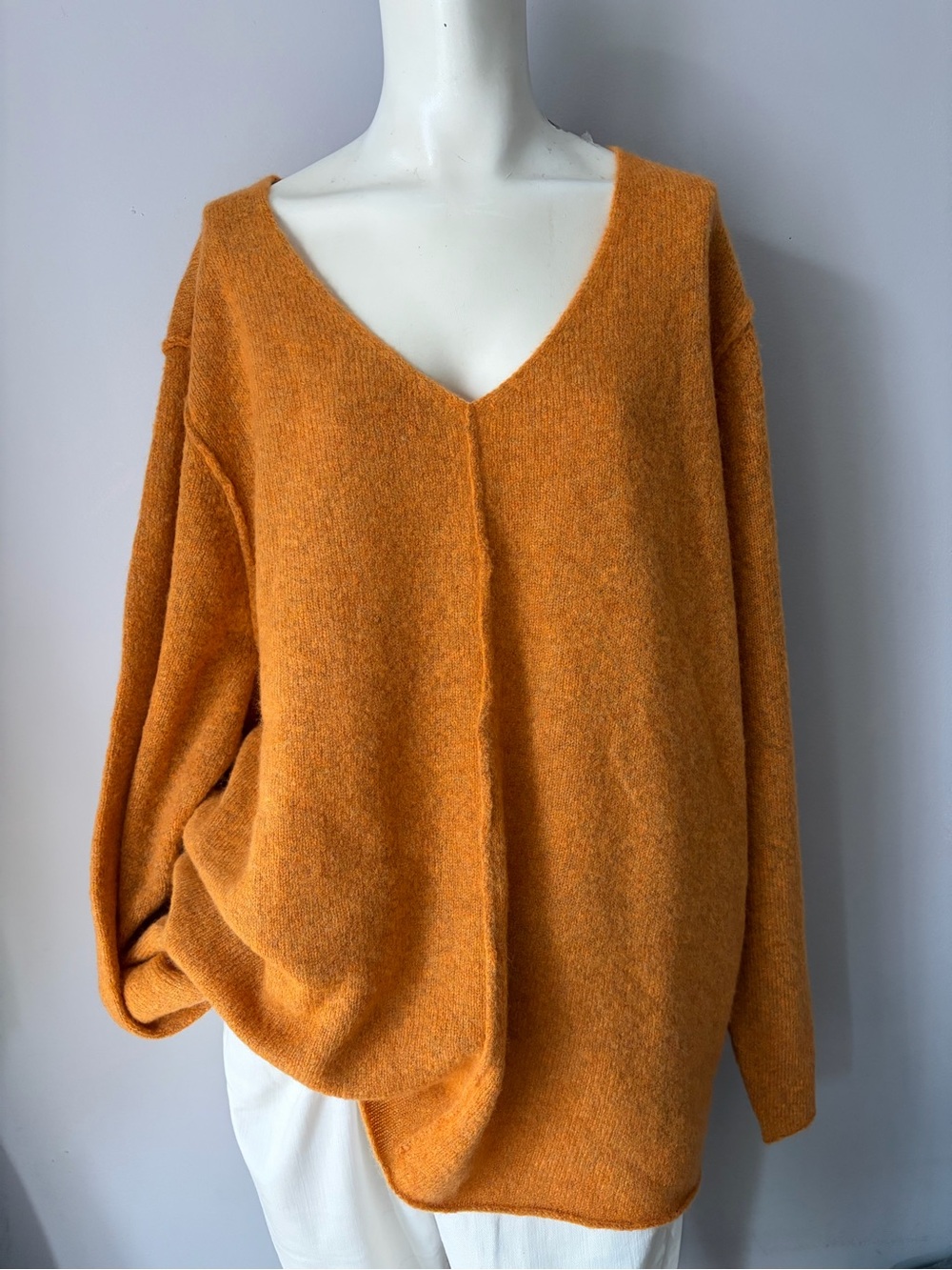 Eileen Fisher Wool Tweed Ribbed Soft V-Neck Sweater
